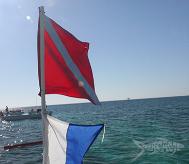 Dive flag on a Seacamp Flattop