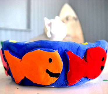 Painted clay fish bowl made during arts and crafts at Seacamp