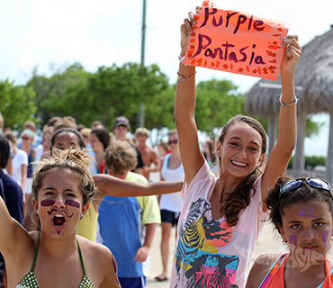 Campers rallying during the Seacamp Carnival