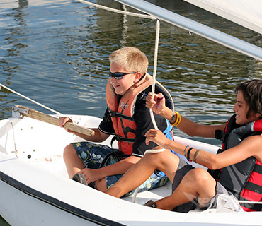 Campers enjoying a nice day of sailing at Seacamp