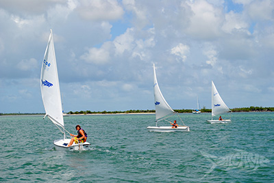 Campers enjoying a nice day of sailing at Seacamp